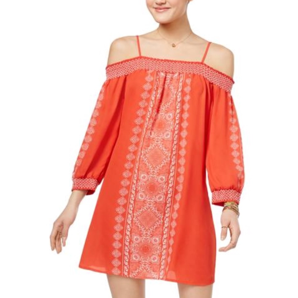 Trixxi Womens Off the Shoulder Shift Dress